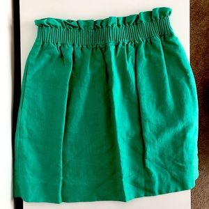 J.Crew Linen-Cotton Sidewalk Mini Skirt Green